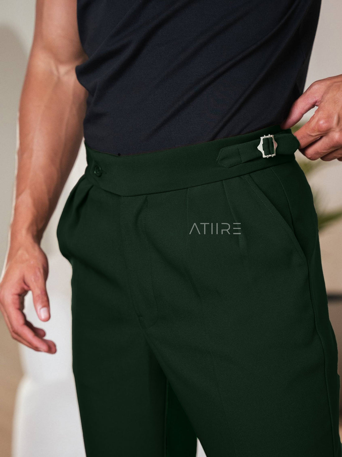 BOTTLE GREEN SIGNATURE ITALIAN GURKHA PANTS BY ATIIRE