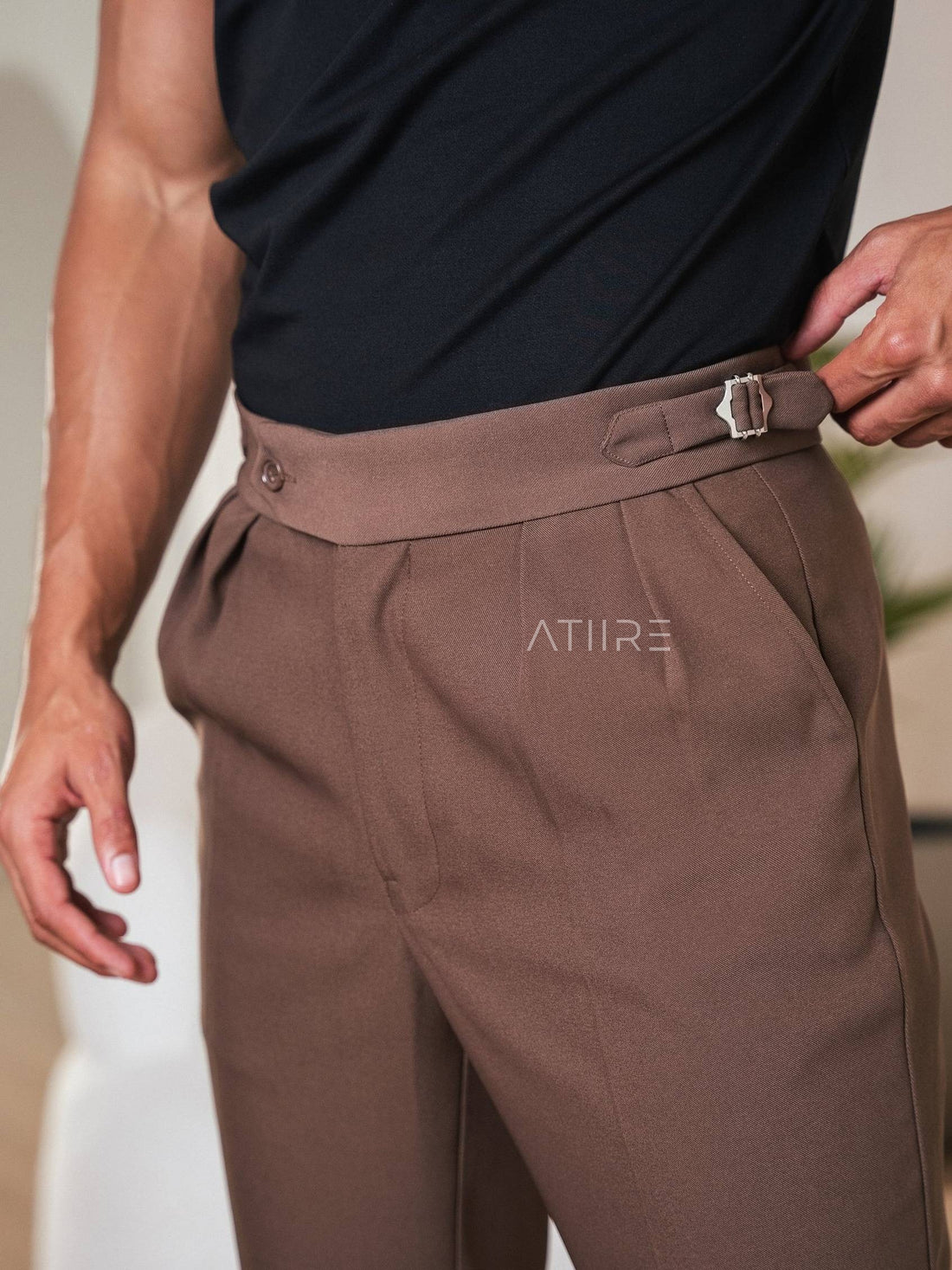 BROWN SIGNATURE ITALIAN GURKHA PANTS BY ATIIRE