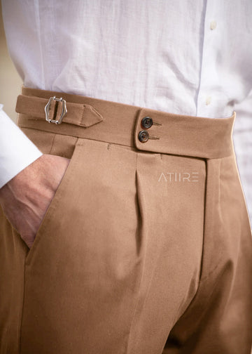 CAMEL SIGNATURE BUTTONED GURKHA PANTS BY ATIIRE