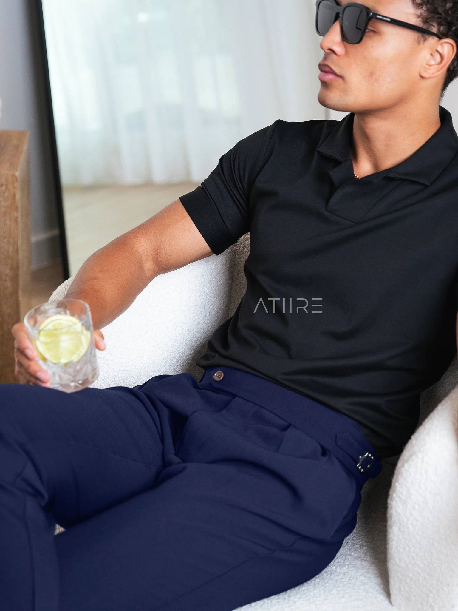 NAVY BLUE SIGNATURE ITALIAN GURKHA PANTS BY ATIIRE