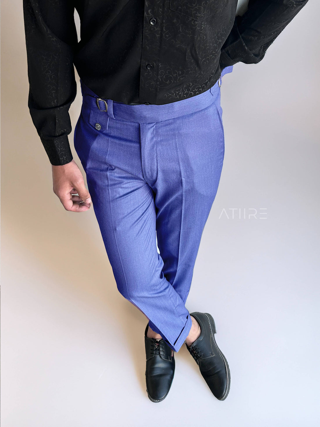 DENIM SINGLE PLEATED BUCKLE GURKHA PANTS BY ATIIRE