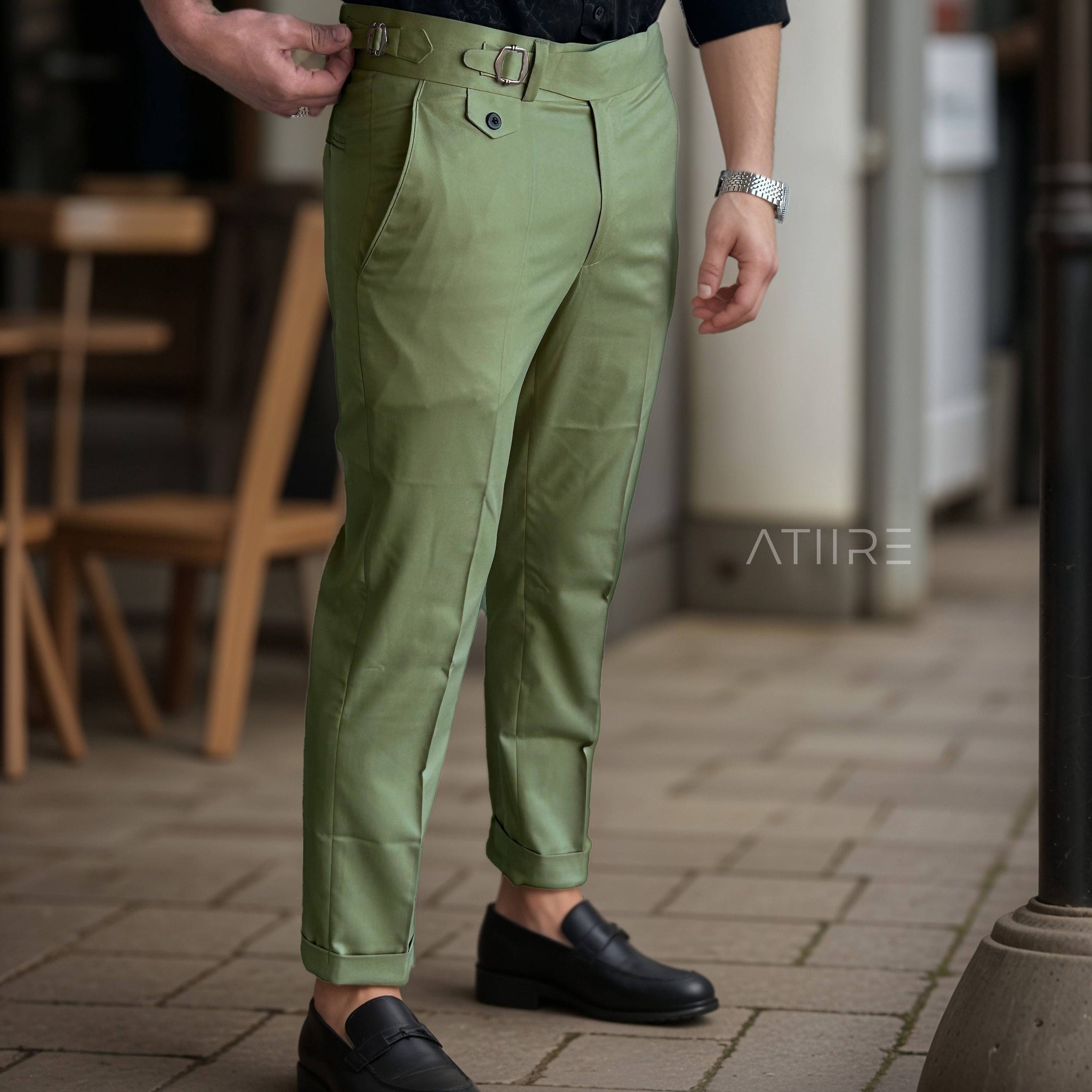 PISTA SINGLE PLEATED BUCKLE GURKHA PANTS BY ATIIRE