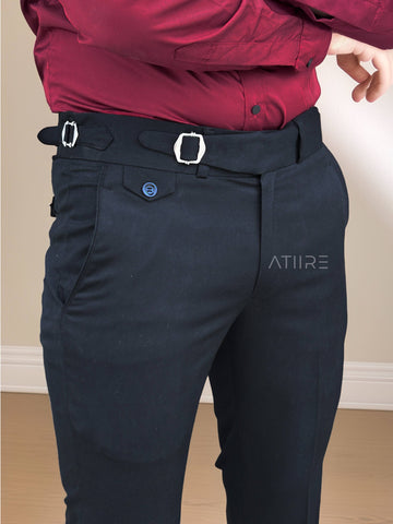 BLACK SINGLE PLEATED BUCKLE GURKHA PANTS BY ATIIRE