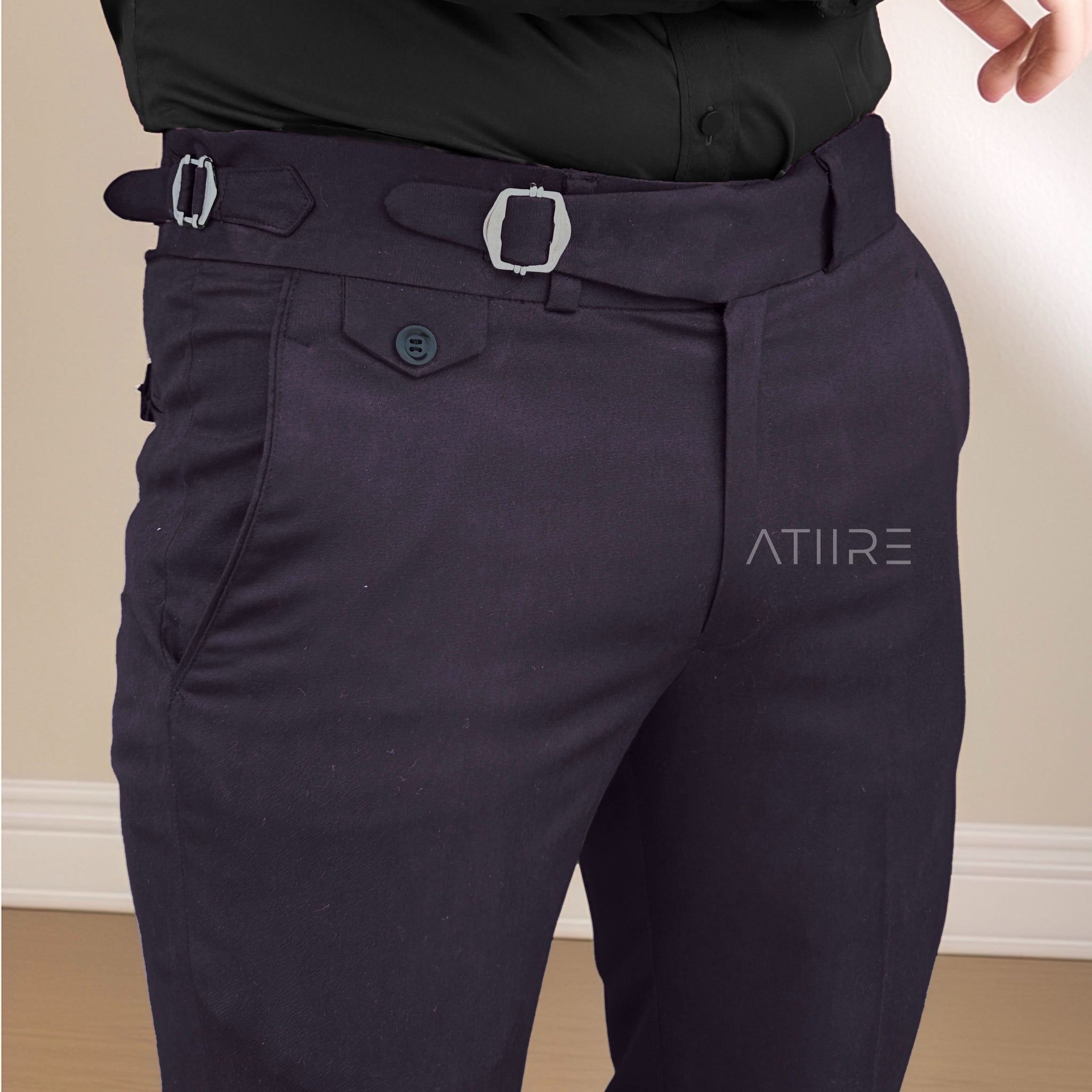 VIOLET SINGLE PLEATED BUCKLE GURKHA PANTS BY ATIIRE