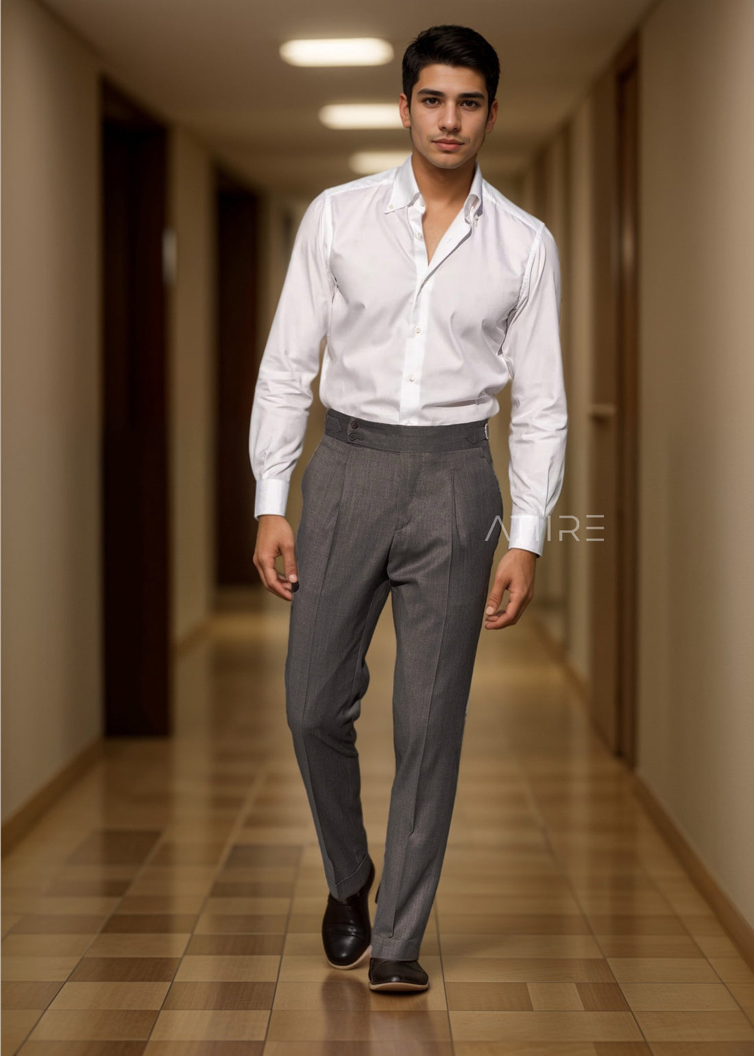 STONE GREY SIGNATURE BUTTONED GURKHA PANTS BY ATIIRE