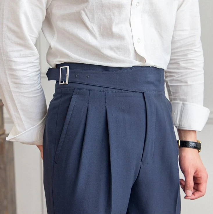 NAVY BLUE CLASSIC BUCKLE GURKHA PANTS BY ATIIRE