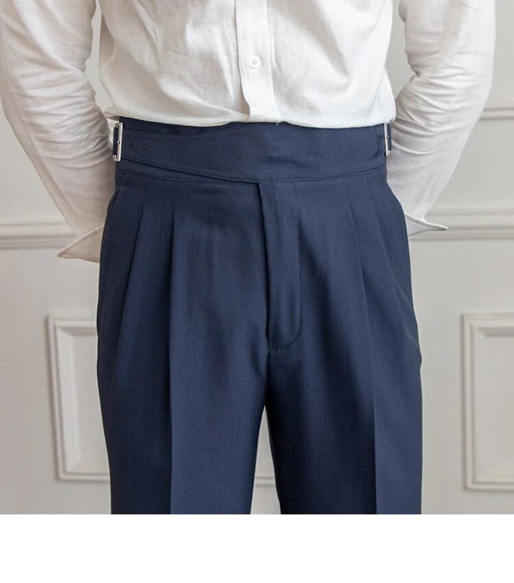 NAVY BLUE CLASSIC BUCKLE GURKHA PANTS BY ATIIRE