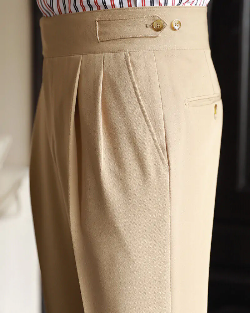 BIEGE CLASSIC BUTTONED GURKHA PANTS BY ATIIRE