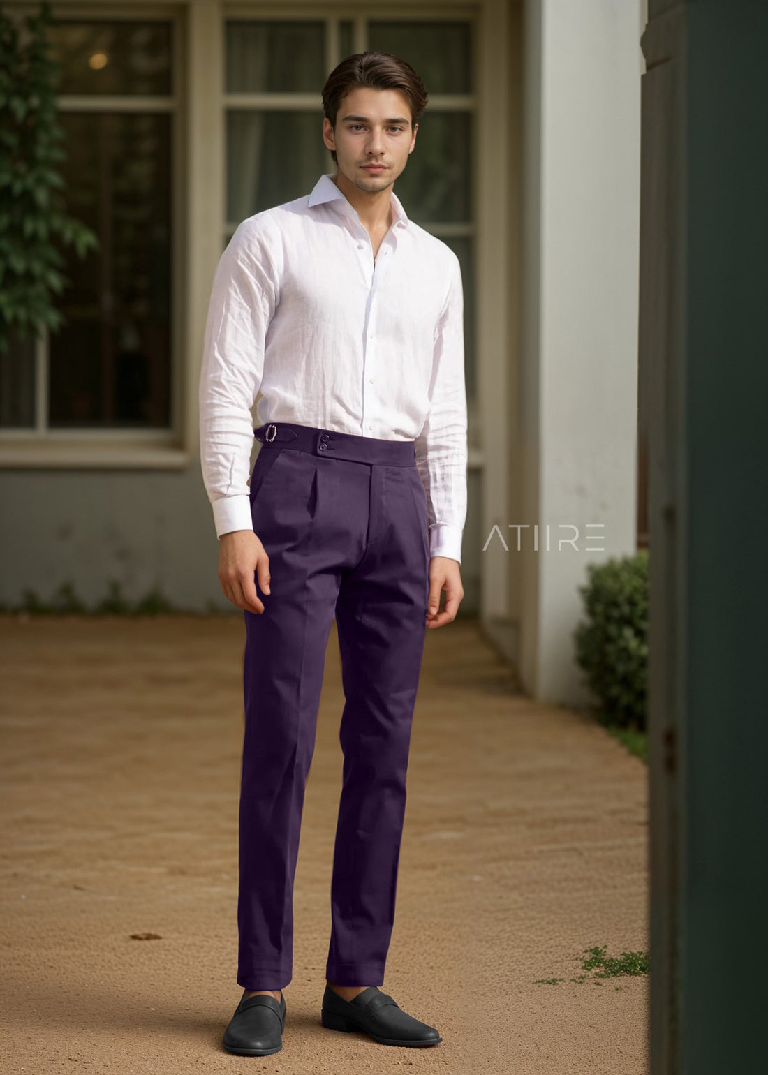 VIOLET GREY SIGNATURE BUTTONED GURKHA PANTS BY ATIIRE