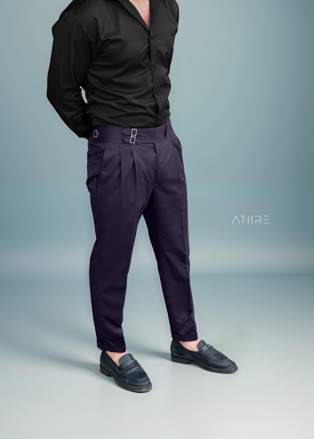 VIOLET DOUBLE PLEATED BUCKLE GURKHA PANTS BY ATIIRE