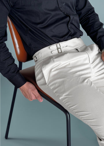 WHITE DOUBLE PLEATED BUCKLE GURKHA PANTS BY ATIIRE