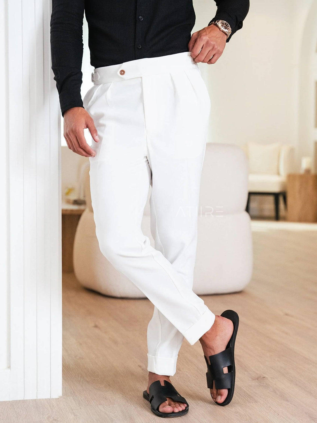 WHITE SIGNATURE ITALIAN GURKHA PANTS BY ATIIRE