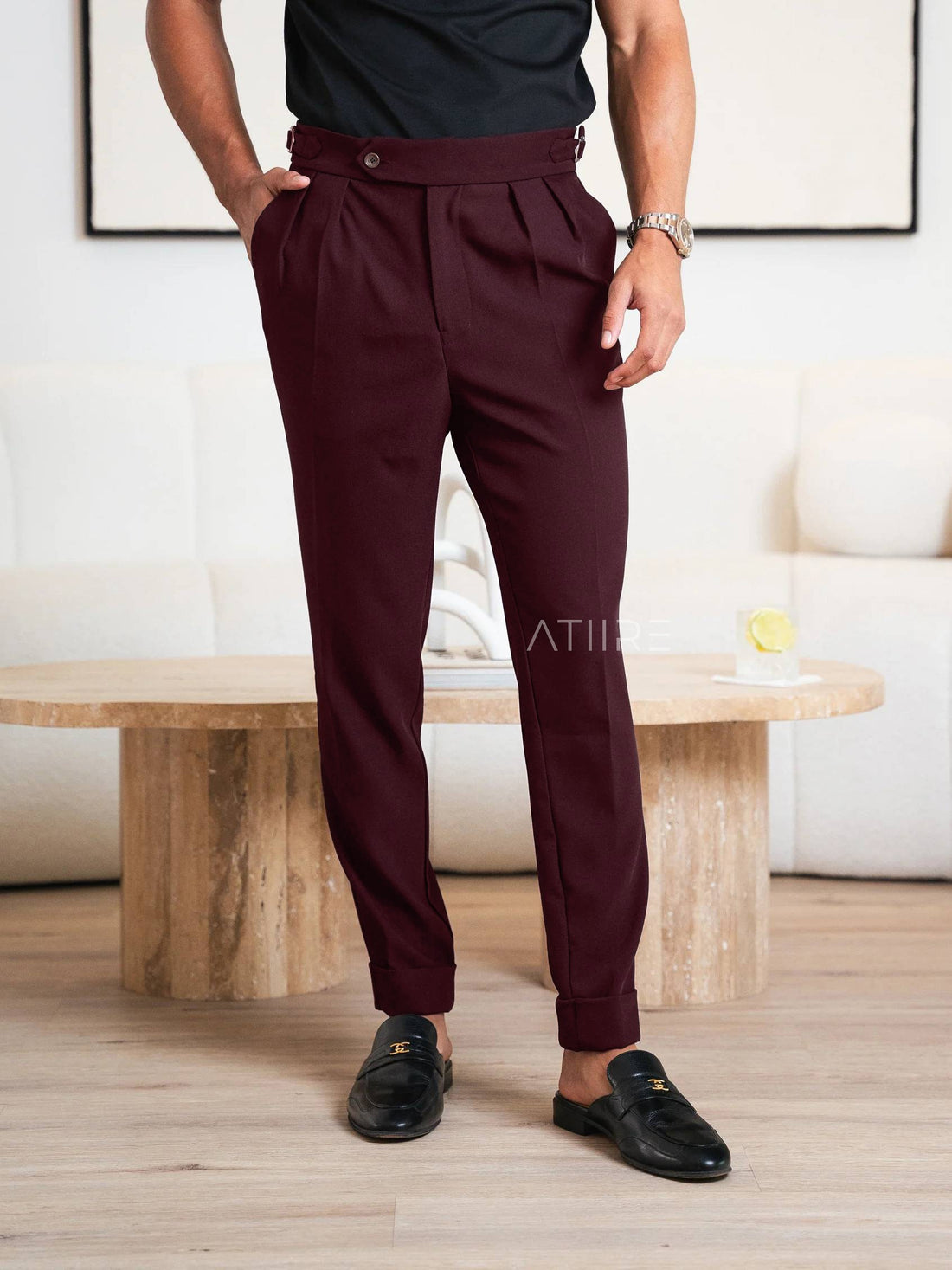 WINE SIGNATURE ITALIAN GURKHA PANTS BY ATIIRE