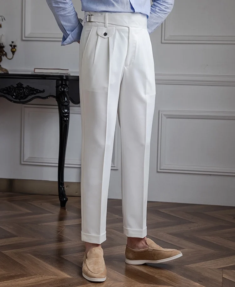 WHITE CLASSIC SIDE BUCKLE GURKHA PANTS BY ATIIRE