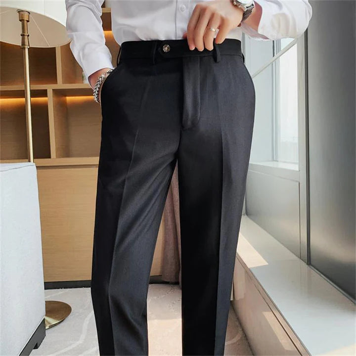 BRITISH STYLISH FORMAL SUIT PANTS JET BLACK BY ATIIRE