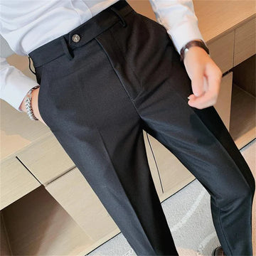 BRITISH STYLISH FORMAL SUIT PANTS JET BLACK BY ATIIRE