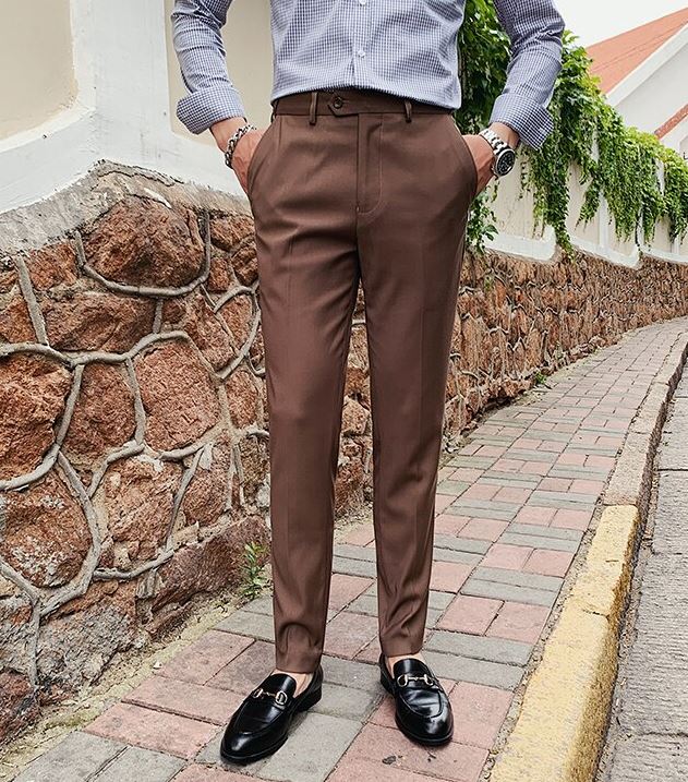 BRITISH STYLE BROWN MEN FORMAL PANTS BY ATIIRE