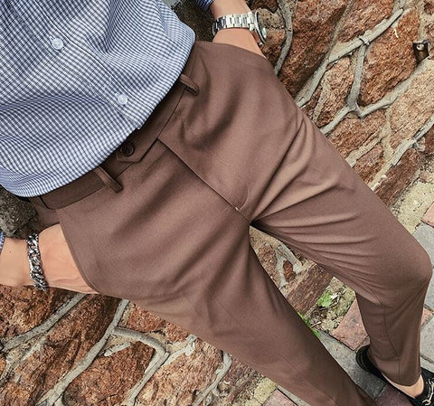 BRITISH STYLE BROWN MEN FORMAL PANTS BY ATIIRE