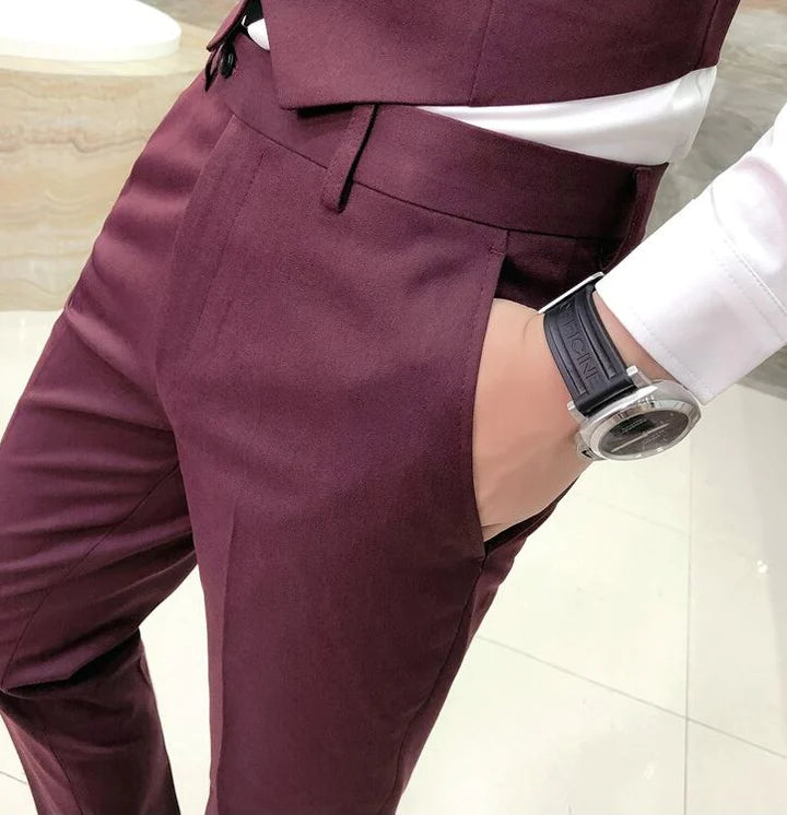 BRITISH STYLISH WINE FORMAL SUIT PANTS BY ATIIRE