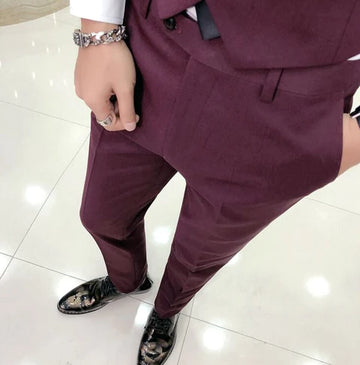 BRITISH STYLISH WINE FORMAL SUIT PANTS BY ATIIRE